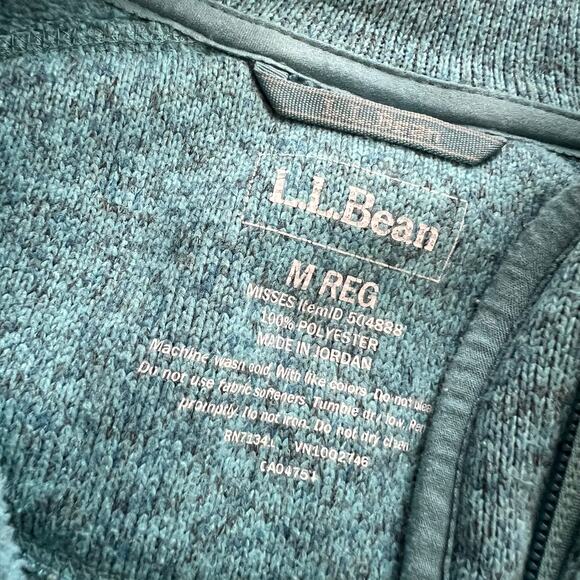 L.L.Bean Teal Blue Fleece Full Zip Women's Sweater Long Sleeve Cozy Warm Knit M - Picture 2 of 4